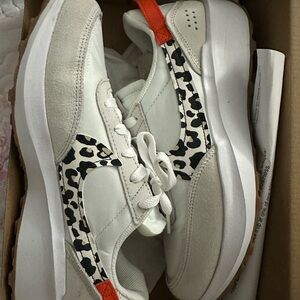 Nike Women's White and Orange Leopard Sneakers
